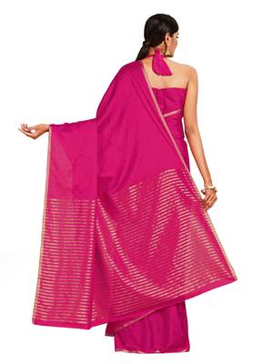 pink hand woven crepe saree with blouse 3