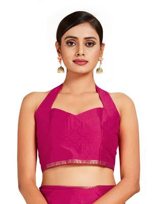 pink hand woven crepe saree with blouse 4