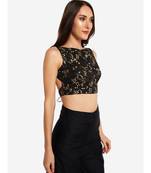 Desi Weavess foil printed  black sleeveless contemporary   saree blouse