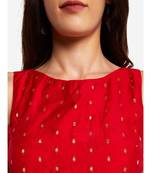 Desi Weavess red sleeveless gold zari buttie  contemporary   saree blouse