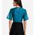 Desi Weavess dark teal blue zari stripes  1/4th  sleeves buttoned down  contemporary   saree blouse