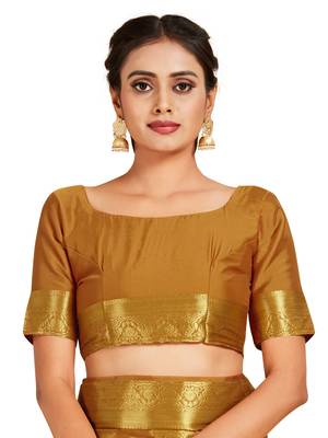 brown hand woven crepe saree with blouse 4