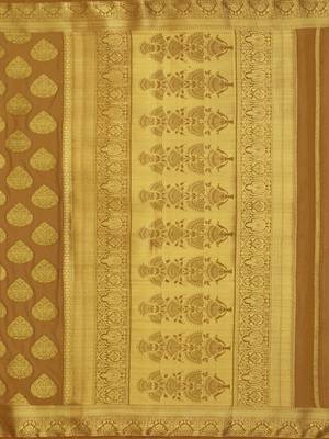 brown hand woven crepe saree with blouse 5