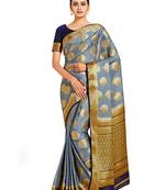 grey hand woven crepe saree with blouse