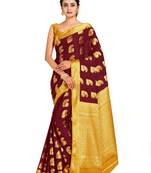 maroon hand woven crepe saree with blouse