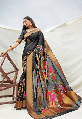 Aurima Crystle Silk Floral Jacquard Designer Saree For 1