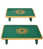 Home Wooden Patala Pooja Chowki End Table Patta Christmas Decorations Gifts Set of 2 Pcs