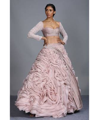 blush pink lehenga with corset blouse 1