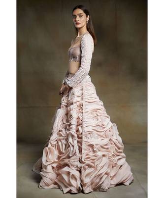 blush pink lehenga with corset blouse 4