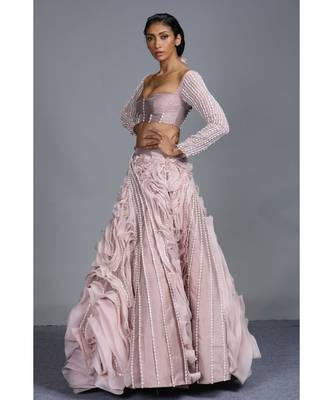 blush pink lehenga with corset blouse 5
