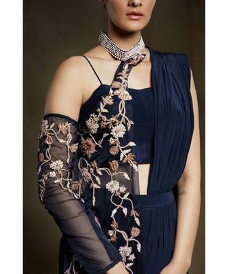 Midnight blue saree 2