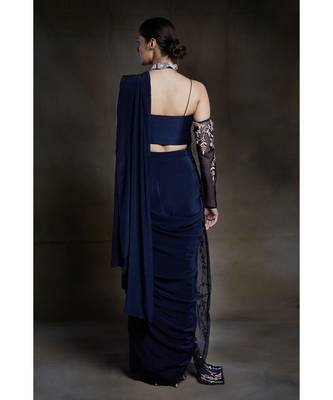Midnight blue saree 3