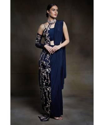 Midnight blue saree 1