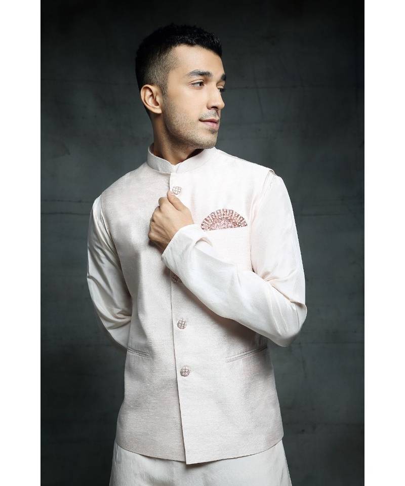 baby pink kurta with bandi