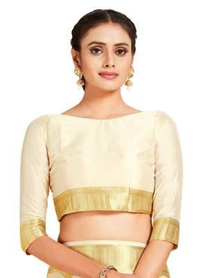 beige hand woven crepe saree with blouse 4