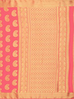 peach hand woven crepe saree with blouse 5