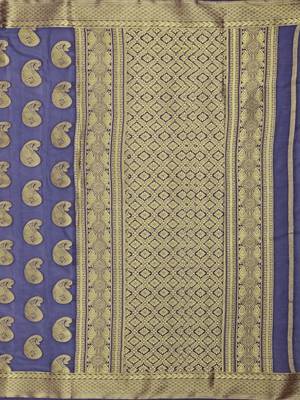 blue hand woven crepe saree with blouse 5