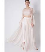 Cream Embroidered Pant set