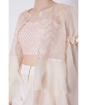 Cream Embroidered Pant set 3