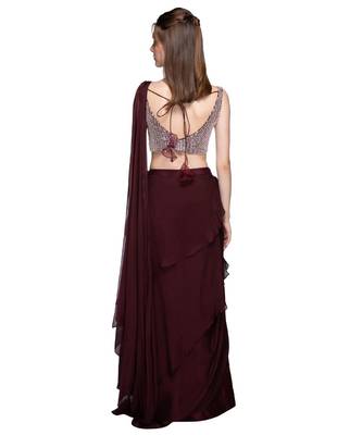 Wine Palazzo Pant Saree 2