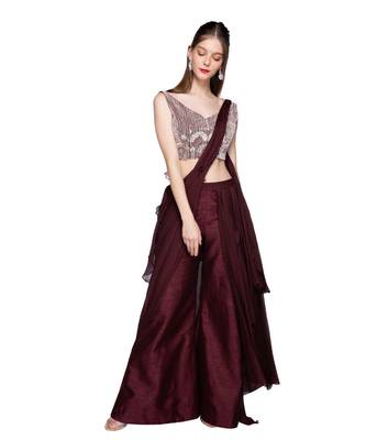Wine Palazzo Pant Saree 3
