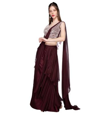 Wine Palazzo Pant Saree 1