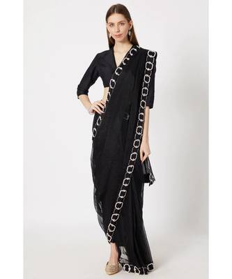 black embroidered saree 1