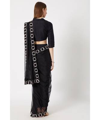 black embroidered saree 2