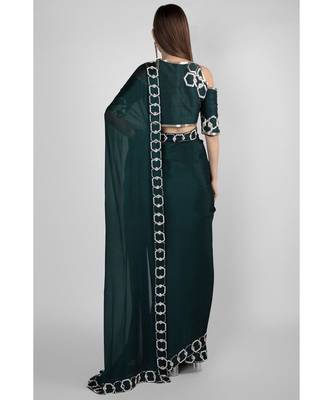 Teal green saree 2