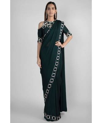 Teal green saree 1