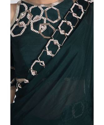 Teal green saree 3
