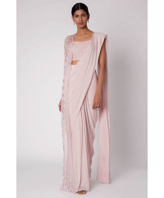 dusted lilac saree 1