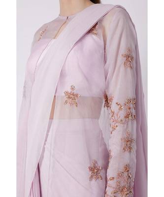 lilac saree with jacket 3