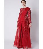 red jacket saree
