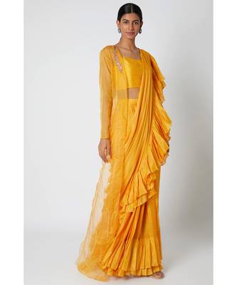 Mango yellow saree 1