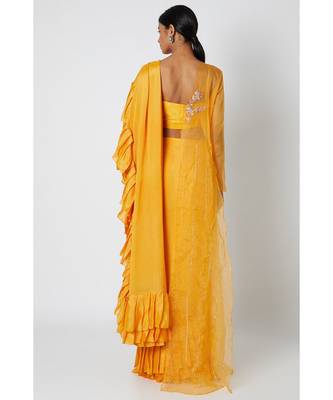 Mango yellow saree 3