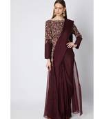 Burgundy Jacket Saree
