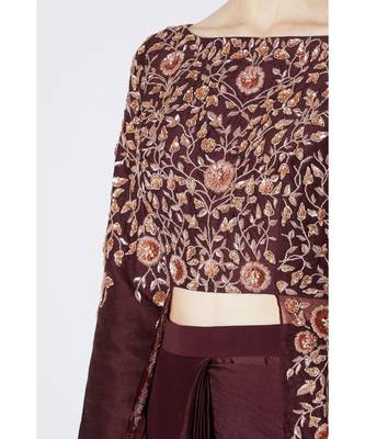 Burgundy Jacket Saree 2