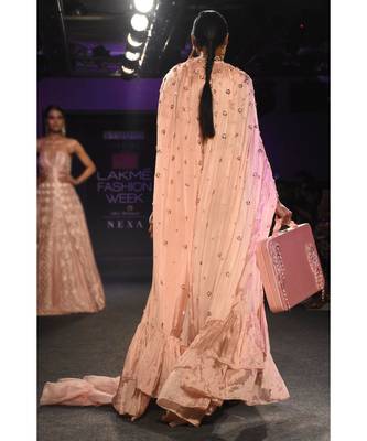 Rose Pink Cape Saree 2