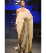 Cream to Olive Green Saree