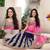 Pink and Blue embroidered net lehenga saree with blouse