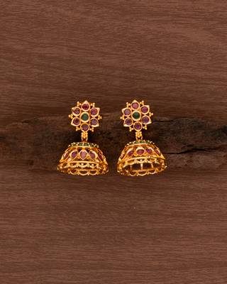 Ruby jhumkis MEDIUM size one gram gold 1