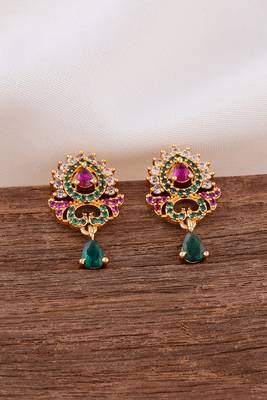  ruby emerald earrings one gram gold 1