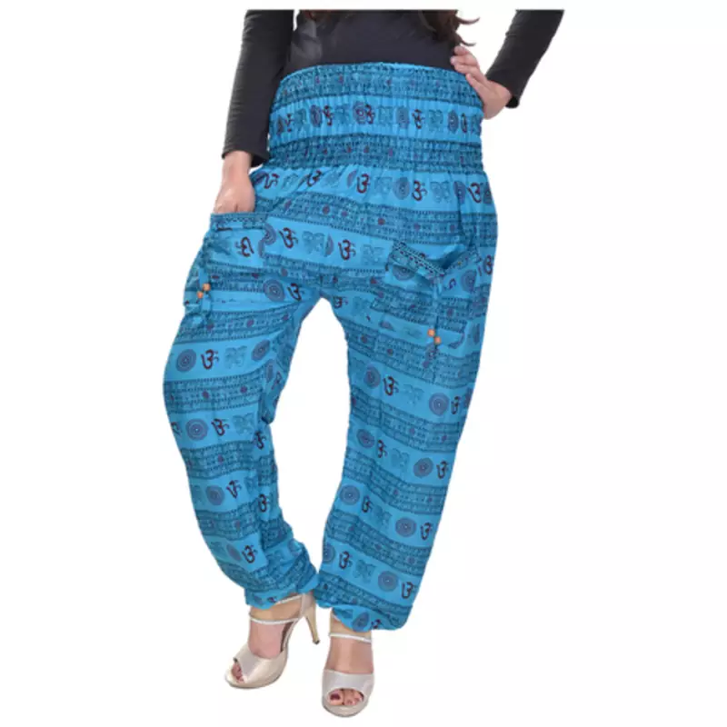 Blue Jaipuri Printed Cotton Free Size Pyjama