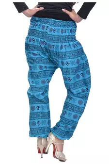 Blue Jaipuri Printed Cotton Free Size Pyjama