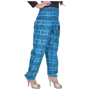 Blue Jaipuri Printed Cotton Free Size Pyjama 3