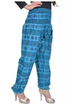 Blue Jaipuri Printed Cotton Free Size Pyjama