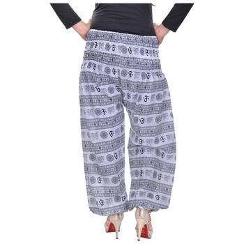 White Jaipuri Printed Cotton Free Size Pyjama 2