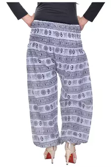 White Jaipuri Printed Cotton Free Size Pyjama