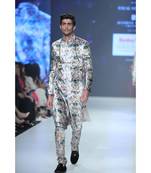 Azam Pink Printed Velvet Sherwani with Silkmul Churidar